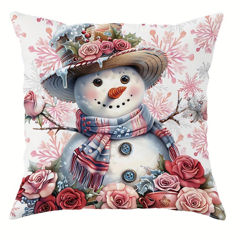 Рождественское украшение наволочка роза Санта Клаус Снеговик Рождественская елка узор подходит для дома комната диван подушка чехол 40x40cm