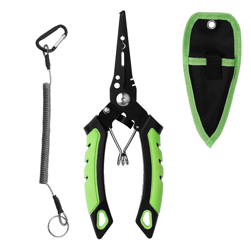Selco Fishing Pliers Non Slip Handle Multi Tool Hook Remover with Line Cutter Split Ring Opener