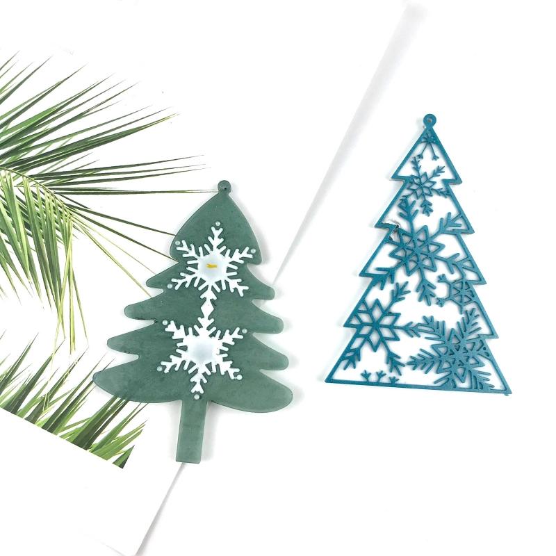 Shiny Glossy Christmas Tree Snowflake Ornaments Silicone Epoxy Resin Mold DIY Keychain Pendant for Valentine Gift