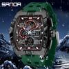 SANDA 5110 New Men's Outdoor Multifunctional Electronic Quartz Watch 5ATM Waterproof Night Light Countdown Stopwatch Alarm Clock