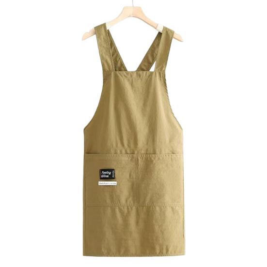 Kitchen Apron Waterproof Cooking Apron with 2 Large Pockets Adjustable Lace-Up Design Oil And Water-Repellent Unisex Apron for Cooking And Outdoor Use XL хаки