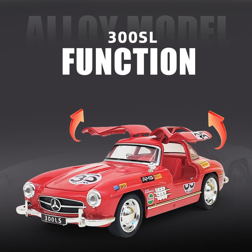 1/32 Benz 300SL 35# Vintage Classic Alloy Metal Diecast Model Car Sound & Light Simulation Collection Display Ornaments Present