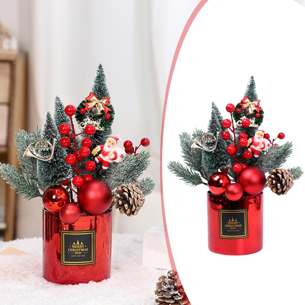 Christmas Artificial Potted Flower Artificial Christmas Plants With Pine Cones Holiday Party Supplies For Holiday Classroom