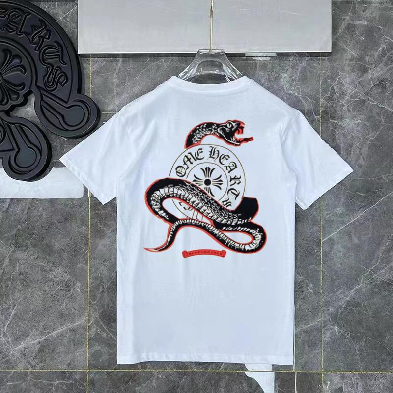 

D50 CHROME HEARTS 2026 Літня Нова Високоякісна Бавовняна Круглий Виріз Вільна Великий Розмір Чоловіча та Жіноча Футболка Футболка для Пари XL білий