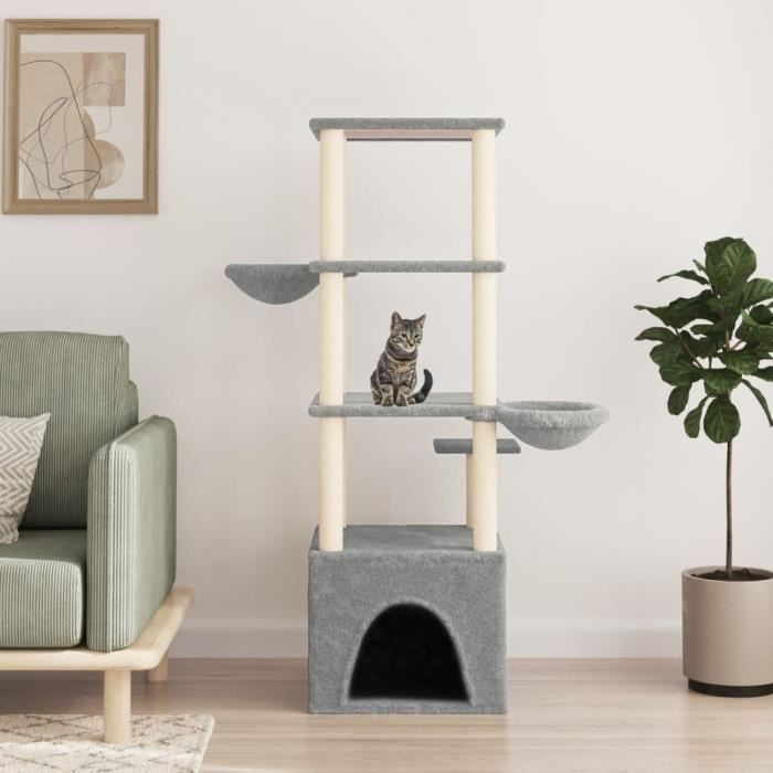 VidaXL Arbre à chat avec griffoirs en sisal gris clair 147 cm 171781