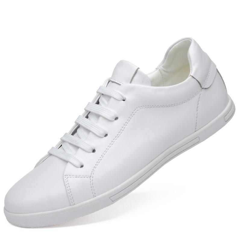 Spring Men s Trendy Low-Top White Leather Sneakers 43 белый
