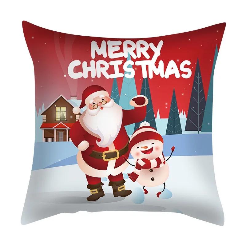Christmas Set Luxury Home Decor Santa Claus Pattern Fashion Pillow Office Seat Cushion Cover