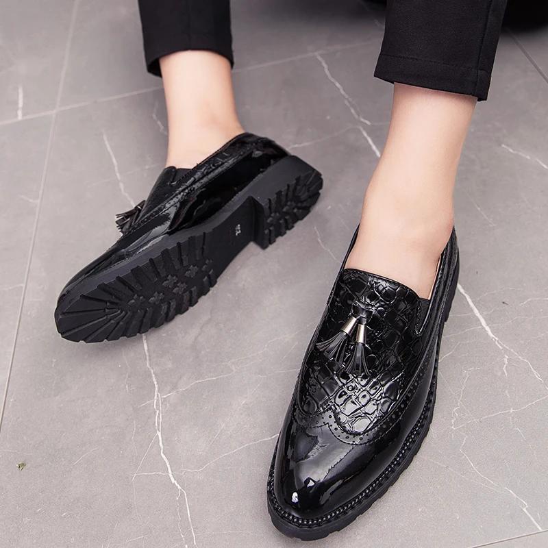 Fashion Leather Black Mens Casual Shoes Breathable Shoes Oxford Office Shoes For Men Luxury Dress Shoes Slipon Wedding Shoes For Men