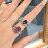 Women Jewelry Set Italian Alexandrite Ring with High Carbon Diamond Dry Rose Ice Cut Pendant