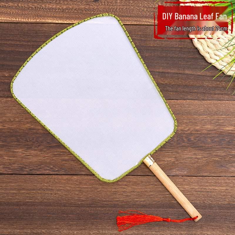 DIY Children's Silk Cloth Round Fan with Bamboo Handle - Palace Style Hand-Painted Kindergarten Craft