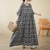 Summer Crew Neck with Rotator Sleeves Loose Swing Dress Women's Large Size Bohemian Casual Vacation Dress