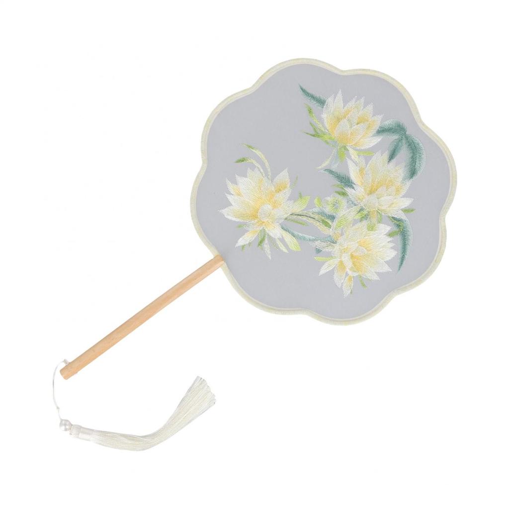 Doppelseitiger bestickter runder Fächer Antiker Stil Suzhou-Stickerei Hanfu-Fächer