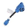 RV Power Adapter Conversion Cable 30A to 30A 125V 10awg 3 Cord for Charging Vehicles Blue
