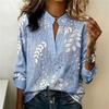 Women's Elegant Printed V-Neck Long Sleeve Slim Fit Top for Work and Everyday Wear