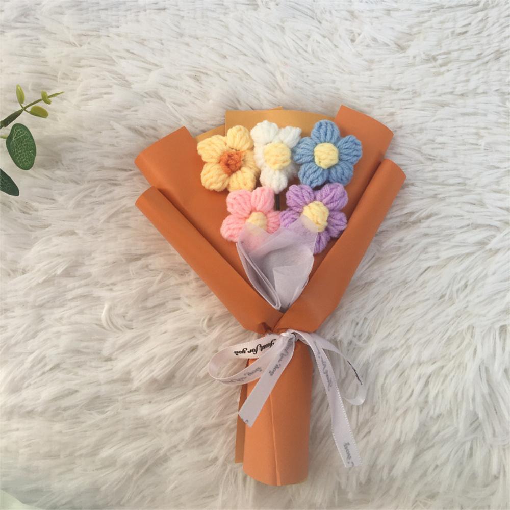 Knitted Daisy Bouquet Mini Crochet Artificial Flower Bouquet Valentine's Day Gifts Accessories Wedding Birthday Party Home Decor