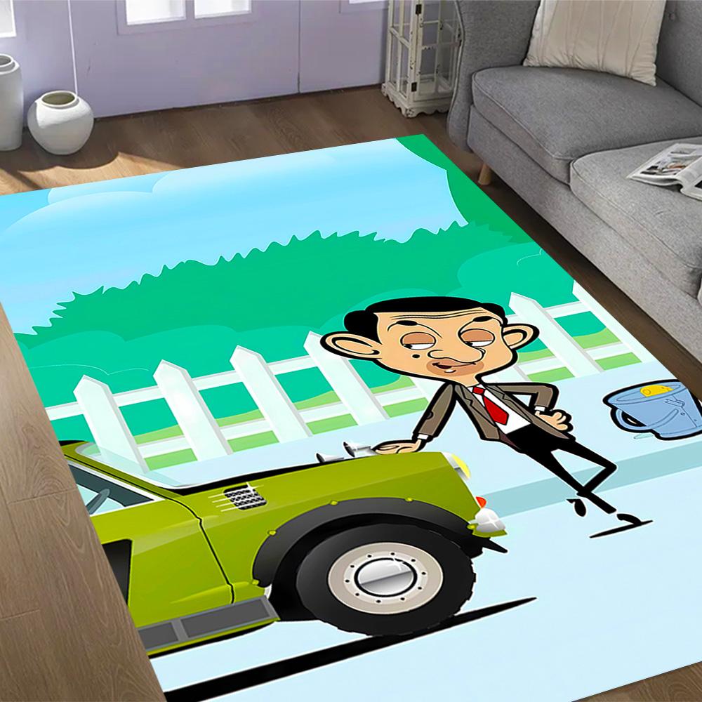 Mr Bean's Silly Adventure Themed Anti-Slip Rugs - Polyester Home Decor, Suitable for Bedrooms, Living Rooms, Doorways, Studios, and Decorations