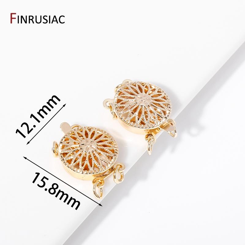 14K Gold Plated Brass Multi Strand Layering Clasps Flower Bracelet Necklace Connector Clasps For DIY Jewelry Making Accessories