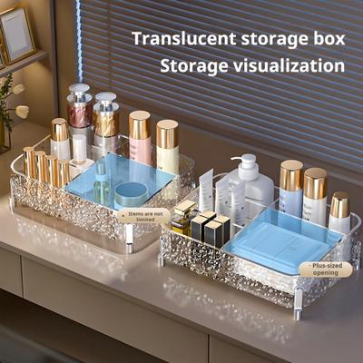 Transparente Aufbewahrungsbox mit Fächern, großes Fassungsvermögen, stabiler Sockel, für Parfüm, Lippenstift, unterteilter Aufbewahrungs-Organizer für den Schreibtisch