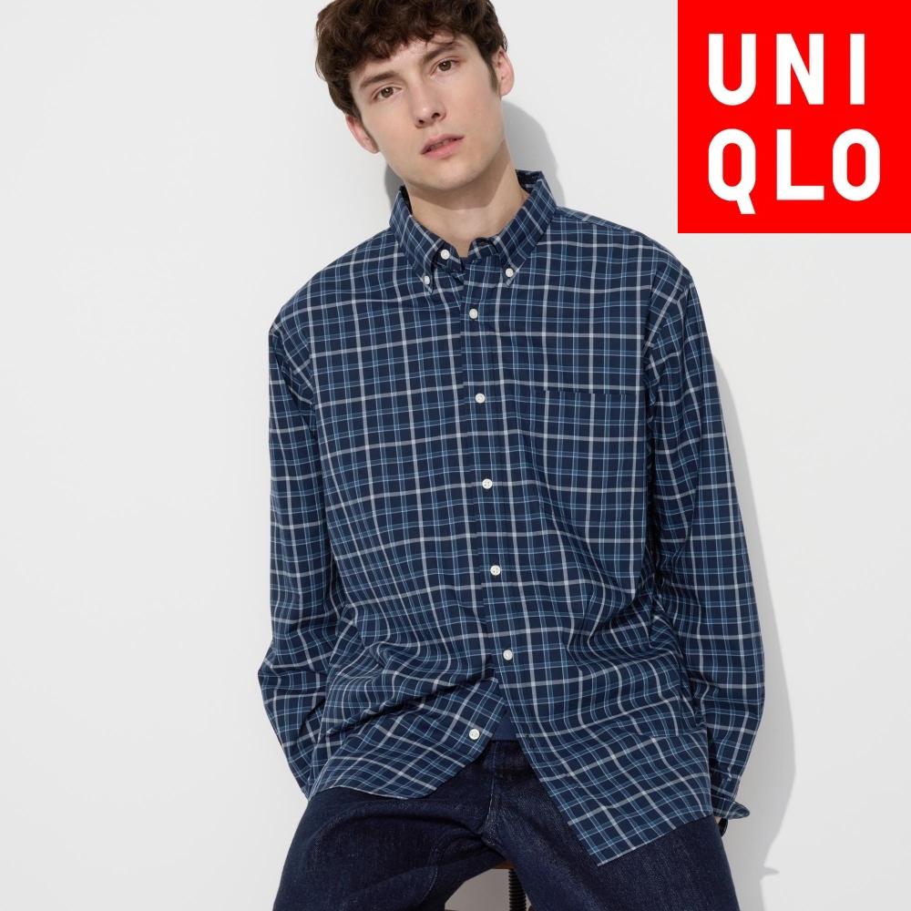 

Uniqlo Широкая рубашка с длинным рукавом и воротником на пуговицах в клетку C 68 BLUE/Men S