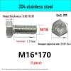 M14-30 304 Stainless Steel Fully Threaded Hex Head Screw Bolt