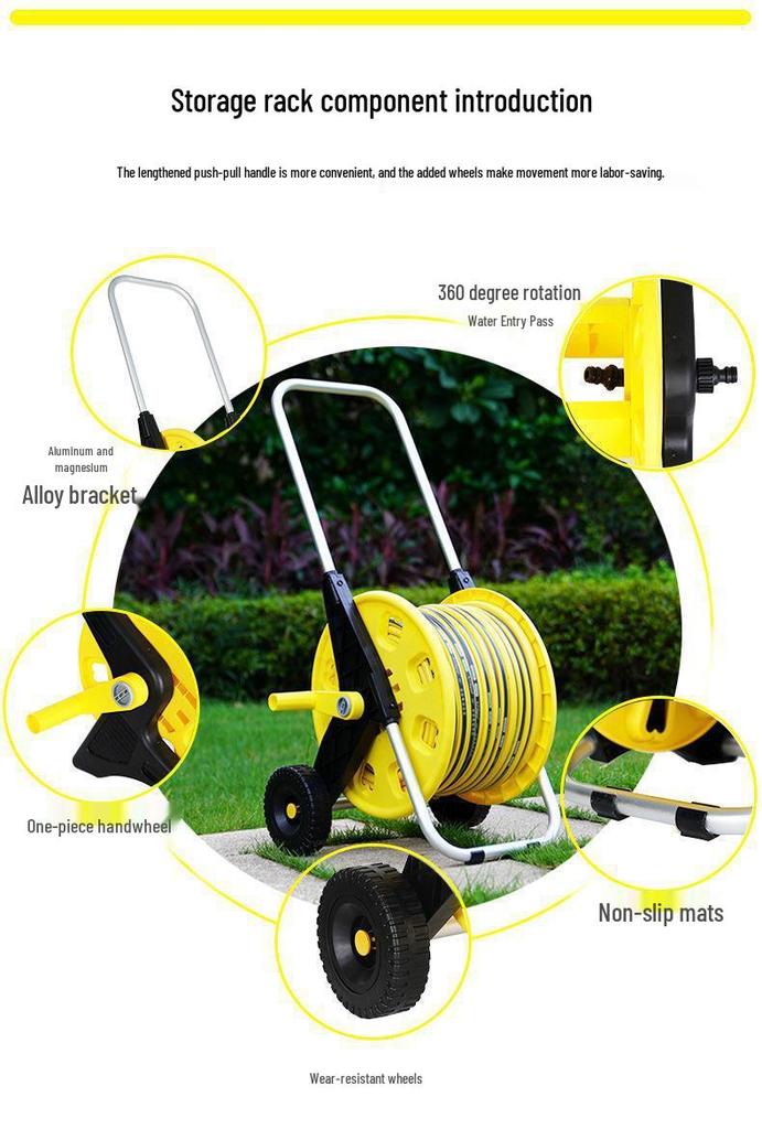 Multifunctional Garden Watering & Car Wash Hose with Storage Cart