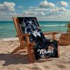 Custom Name Ultra-Soft Beach Towel with Wolf Theme,Ideal for Pool - Camping, Diving - Perfect Travel Essential, Vibrant Beach Towel.