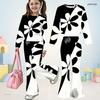 Girls Black White Printed Round Neck Long Sleeve Top And Flared Pants Two Piece Set