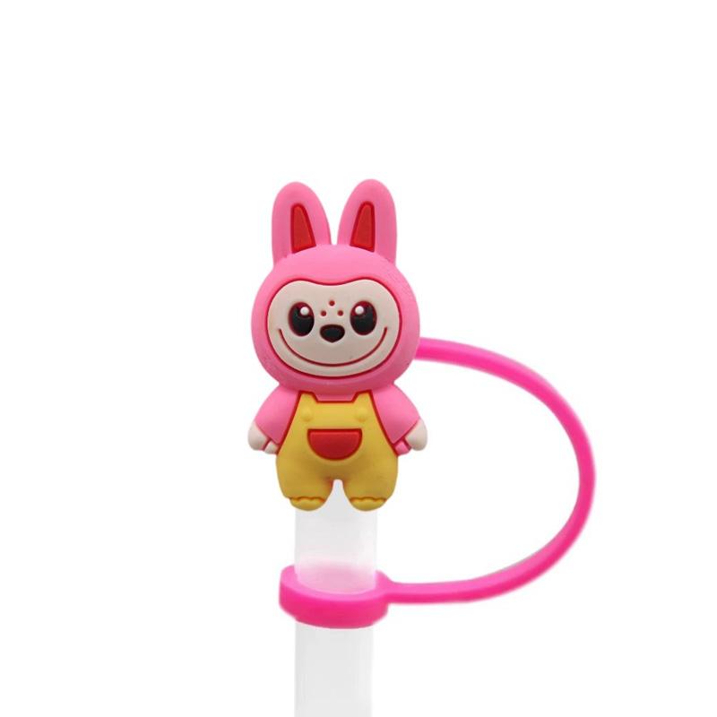 1PC Doll Straw Cap 8-10mm Bottle Accessories Cute Silicone Reusable Straw Cover Dustproof