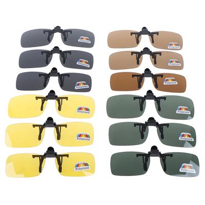 Clip-On Polarized Day Night Vision Flip-Up Lens Driving Glasses Sunglasses