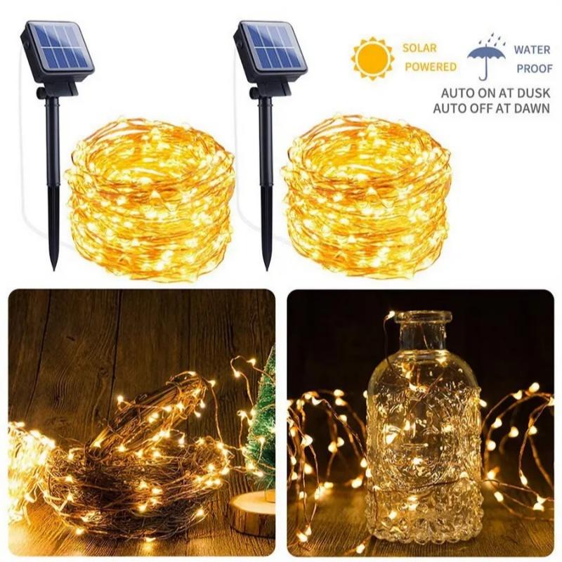 LED Solar Lights String Fairy Lights Outdoor Waterproof Lamp Christmas Garland for Holiday Party Wedding Decor Lights