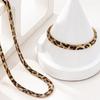 Fashionable And Personalized Metal Geometric Leopard Print Circle Women's Necklace Bracelet Jewelry Set