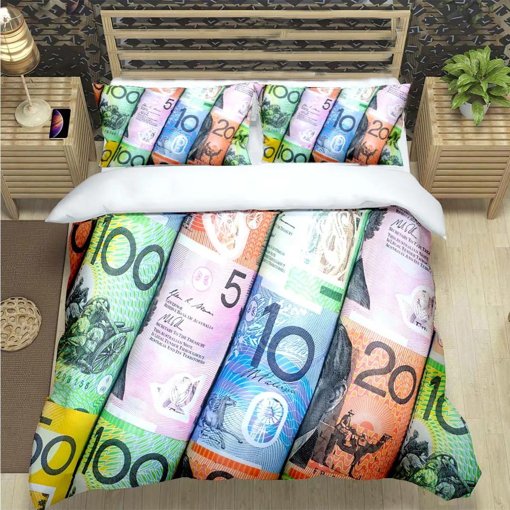 Modische 3D Lustige Geld Dollar Druck Bettwäsche Sets Bettwaren Set Bettbezug Bettdecke Set Bettwäsche Set Luxuriöses Geschenk