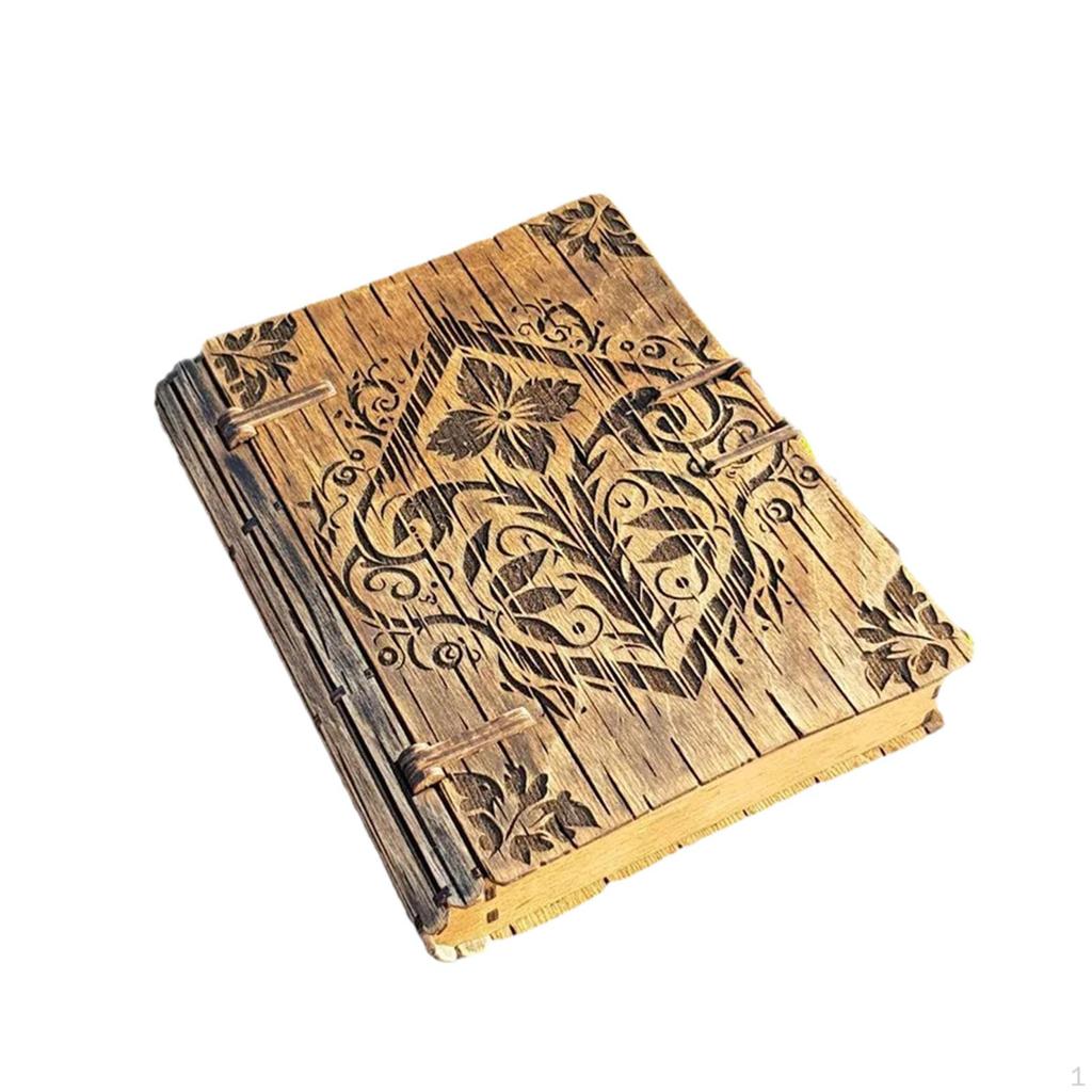 Wooden Book Shaped Storage Box Antique Portable Creative Trinket Case Decorative for Office