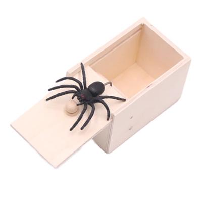 Edderkoppespøg Boks med Pop-Up Gummi-Edderkop Håndlavet Træ-Spøgskasse Sjov Overraskelse Joke Spøgstrick Legetøj til Børn Halloween Gave