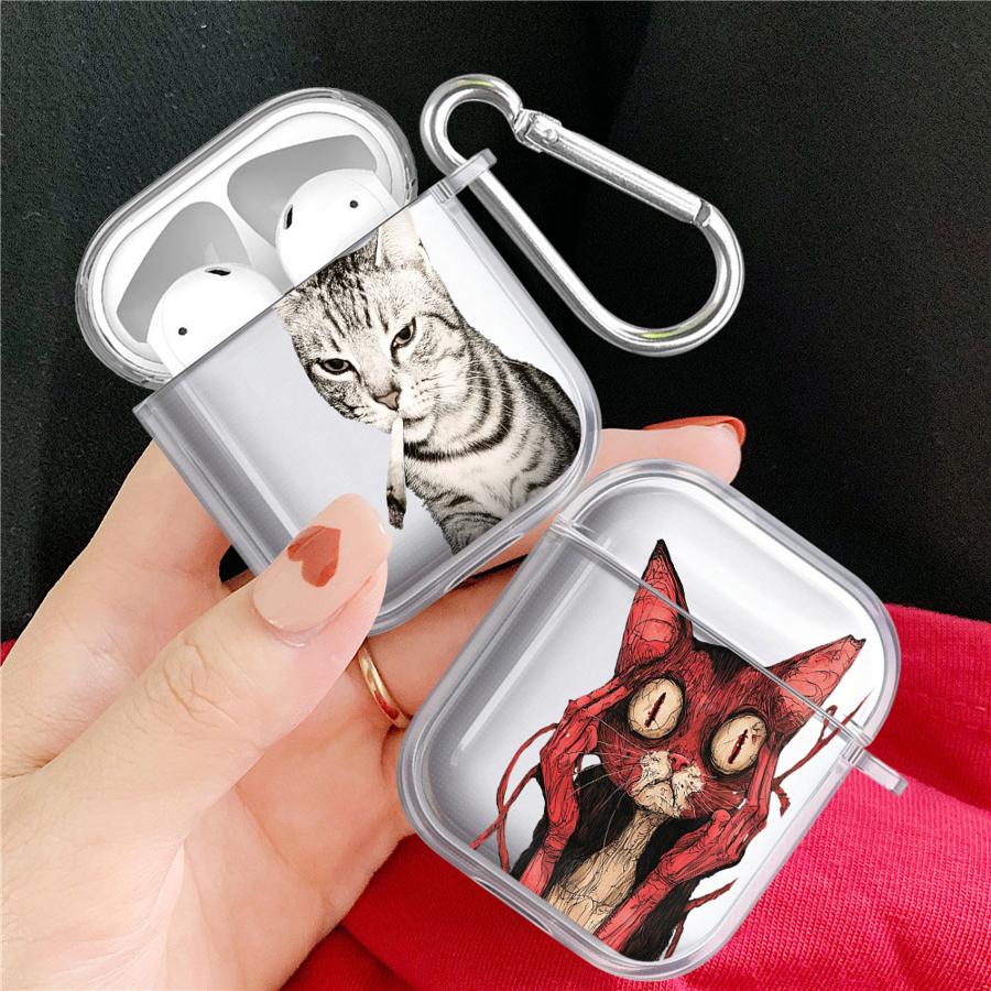 Clear Earphone Cases Cover Case For Airpods 4 Pro 2 Pro3 3 Pro2 1 Cool Cat