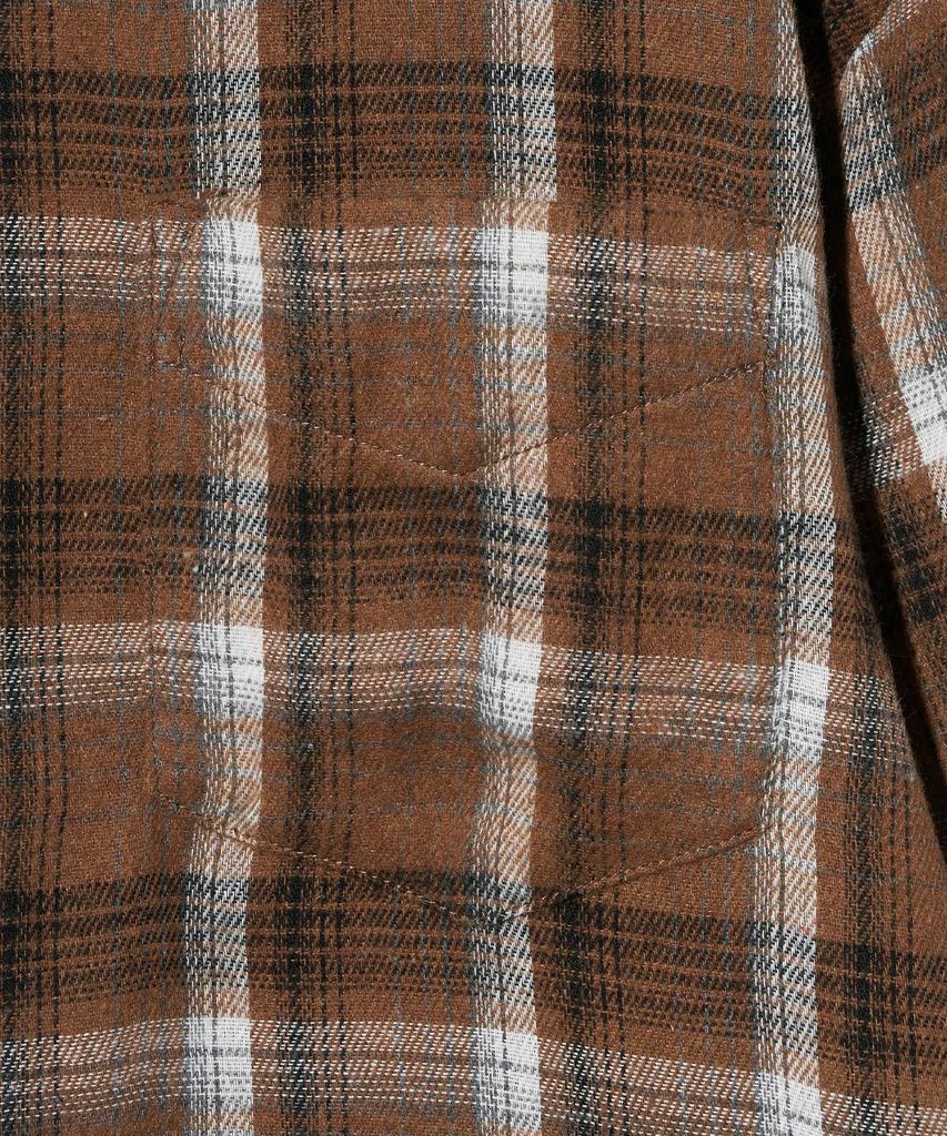 VIVABROWN 85-Viva068 House Forest Oversized Pocket Long Sleeve Check Shirt Brown