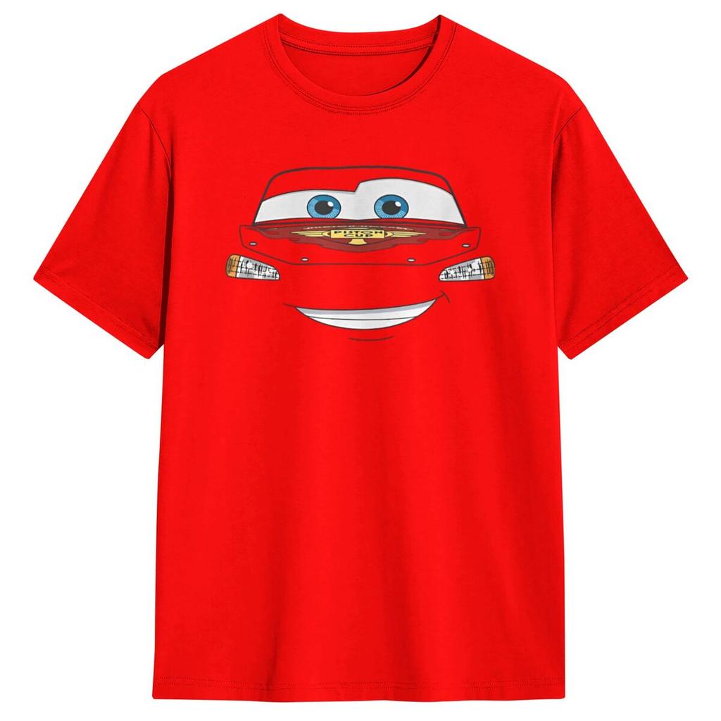 Cars Halloween Lightning McQueen Big Face T Shirt Man Y2K Pure Cotton T-Shirts Summer O-Neck Tee Shirt Oversized Clothes