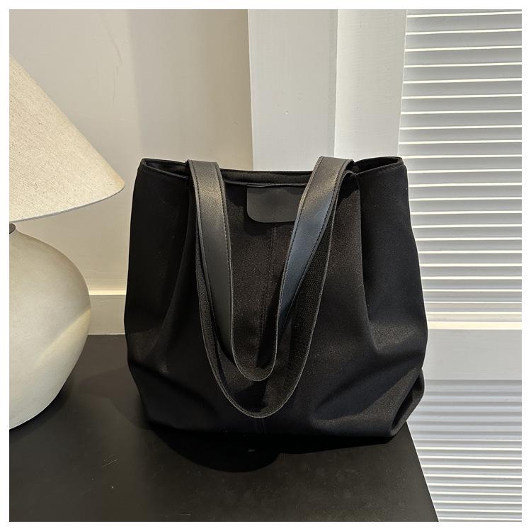 

Жіноча велика містка полотняна сумка-тоут - Стильна, універсальна сумка через плече для студенток чорний