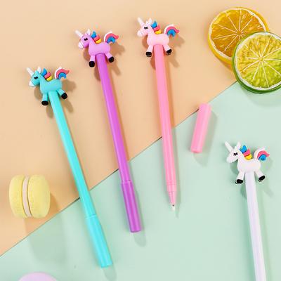 1Pc Cartoon Unicorn Style Gel Pen 0.5mm Quick Drying Black Ink Neutral Pens Writing for School Supplies Office Stationery Back To School Season Back-