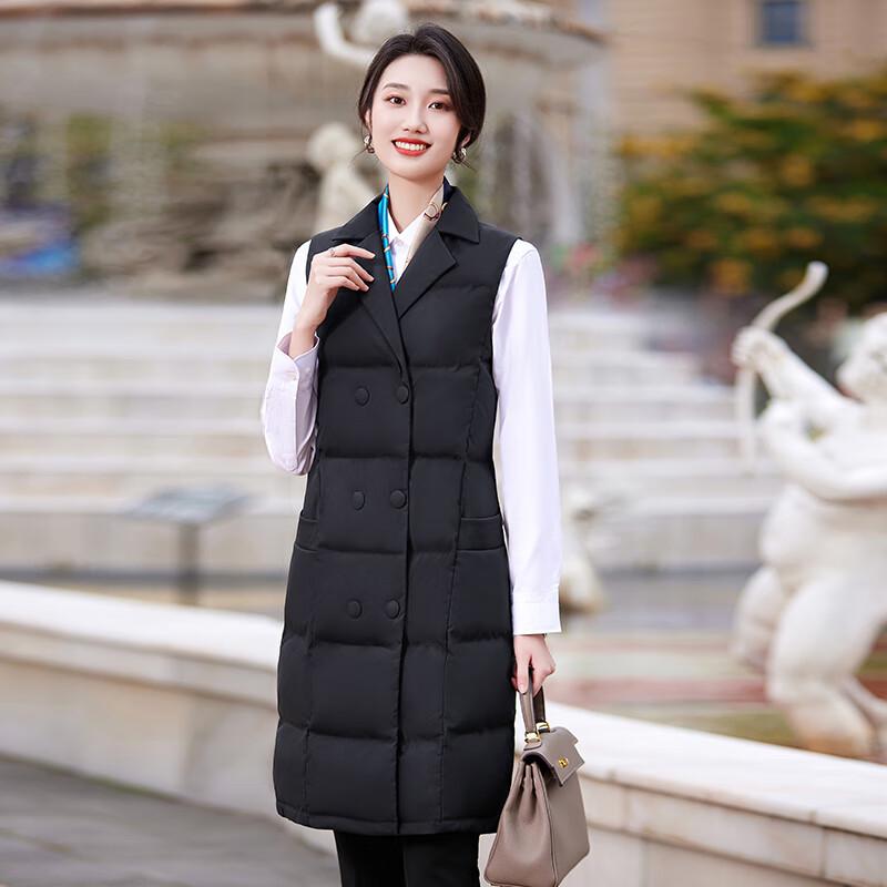 Teluoman Women's Mid-Length Lapel Padded Vest