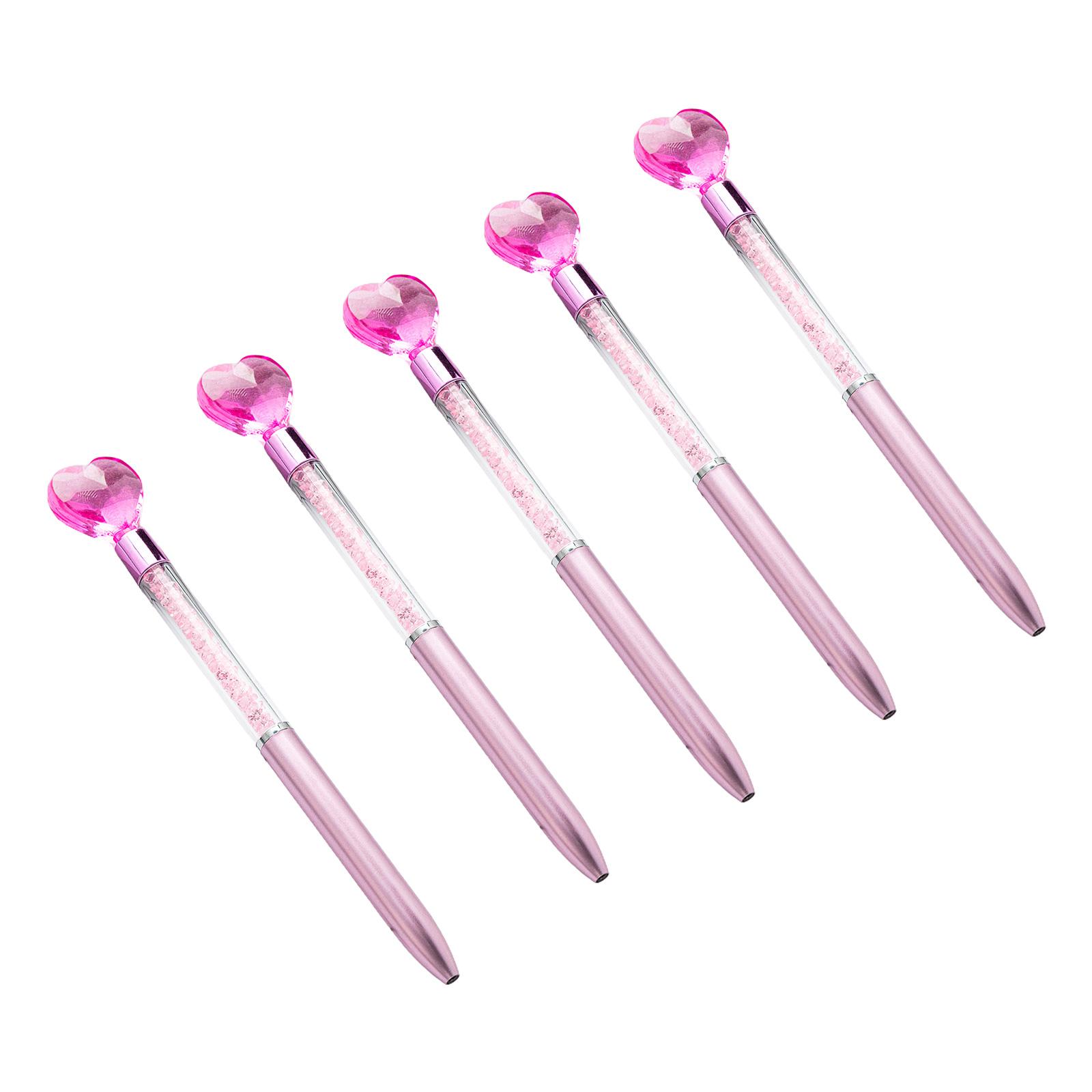 

5 шт. шариковая ручка в форме сердца, ручка для подписи, декоративная ручка, 1,0 мм, писчая ручка, кристальная шариковая ручка, школьные принадлежности