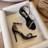 Black Stiletto Woman Shoes Super-high Heel Sandals for Women Chic and Elegant 2025 Trending Summer Comfortable Wholesale Sandal