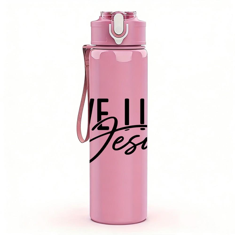 1PC Love Like Jesus Script Print 750ml Color Plastic Sports Water Bottle Leakproof Flip Straw Lid Suitable for Sports Office Home Use