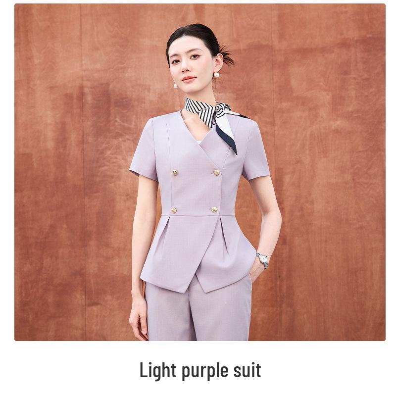 

Women s Short Sleeve Summer Suit for Professional Office and Hotel Reception Work. 2XL