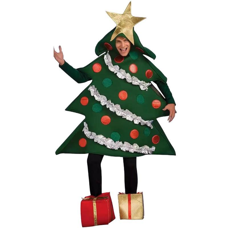 

Halloween Children Adult Green Christmas Tree with Foot Cover Funny Party Christmas Theme Performance Costume Adult average size