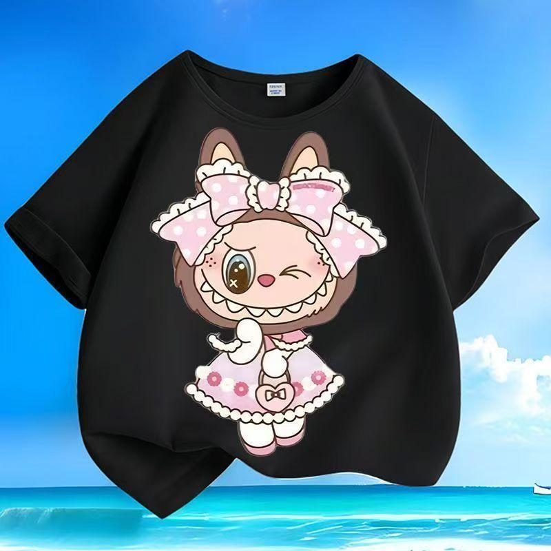 

Мультяшные детские футболки с 3D-принтом LABUBU для мальчиков и девочек, трендовая одежда в подарок 130