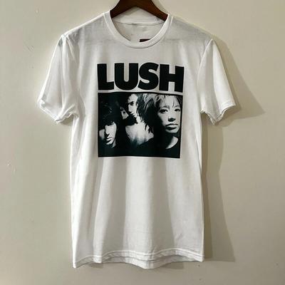 Męskie i damskie T-shirty Rzadkie LUSH Lata 90. Krótki rękaw Bawełna Białe Wszystkie rozmiary