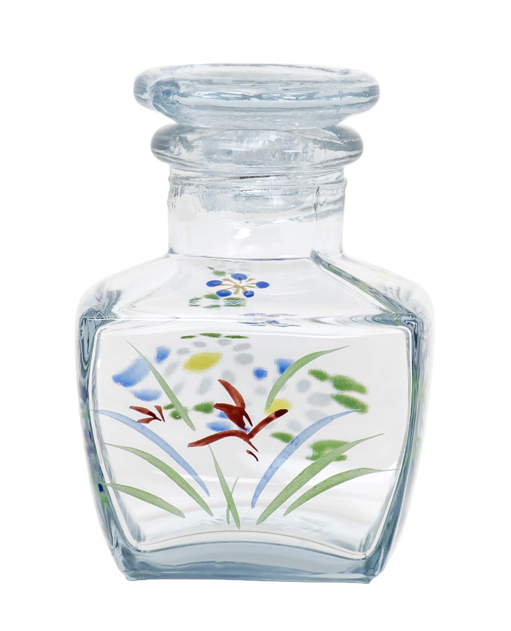 

Yagi Kaiho, Kaiho Kiln, Kyoto-style painted glass soy sauce dispenser, square shape, mini, in a gift box (Four Gentlemen design)