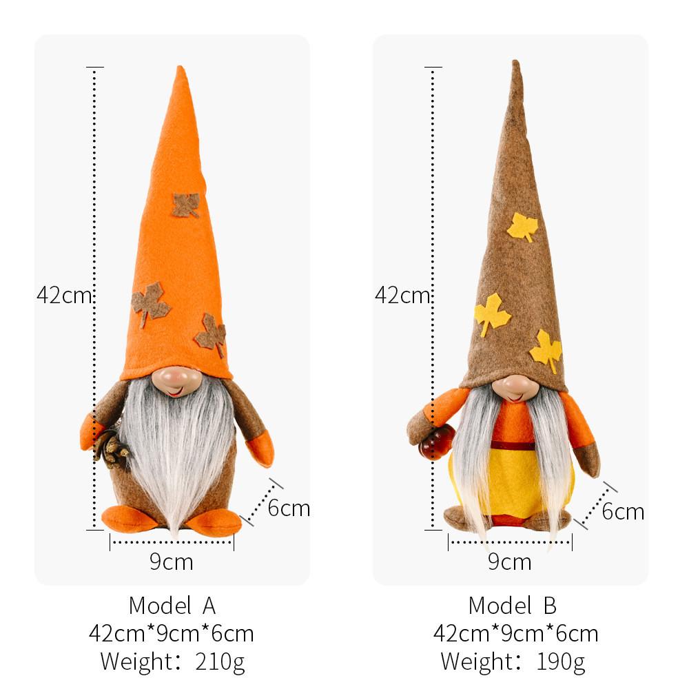 Festive Pumpkin Maple Leaf Hat No Face Doll Decorative Home Thanksgiving Item