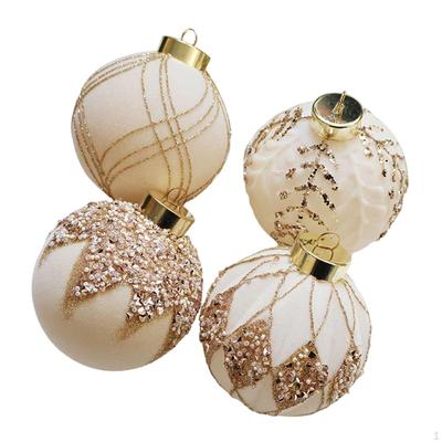 4x Velvet Christmas Balls Decoration Shatterproof Sturdy Flocked Tree Decorative for
